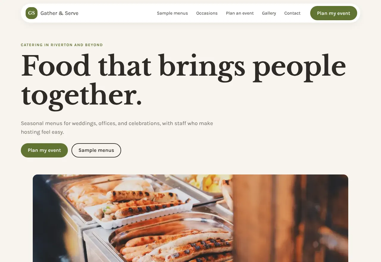 Captura de pantalla del ejemplo Gather & Serve