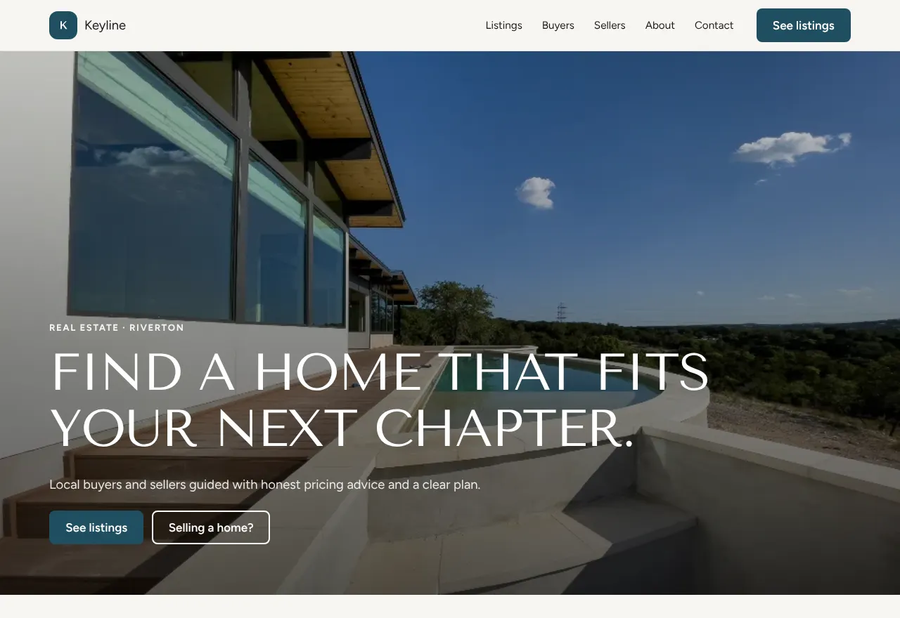 Captura de pantalla del ejemplo Keyline Living