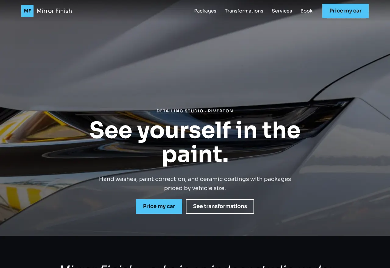 Captura de pantalla del ejemplo Mirror Finish