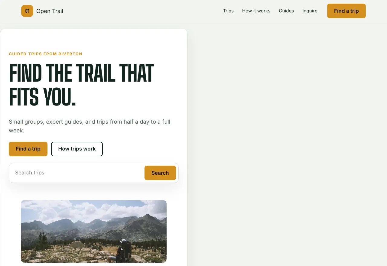 Captura de pantalla del ejemplo Open Trail