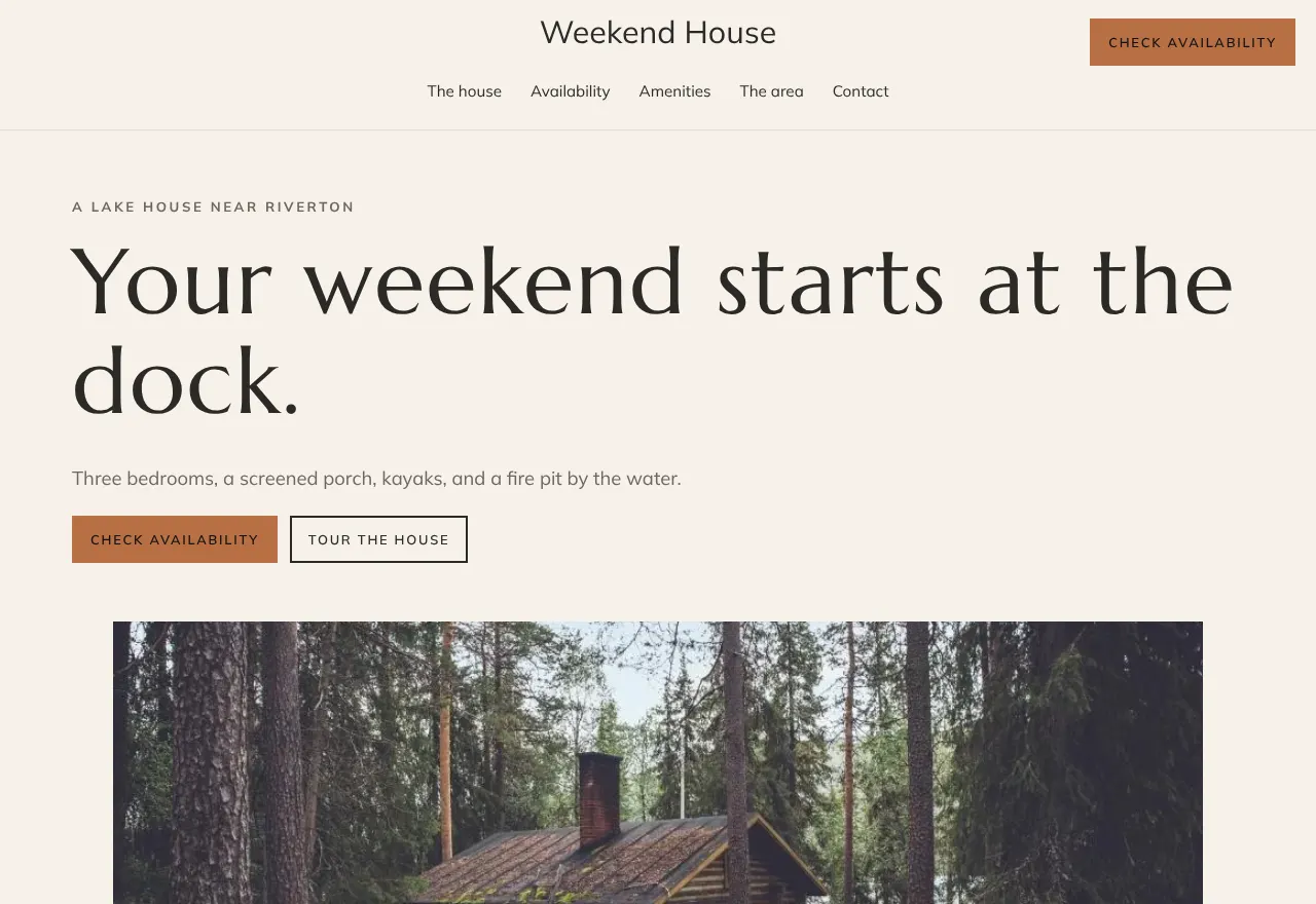 Captura de pantalla del ejemplo Weekend House